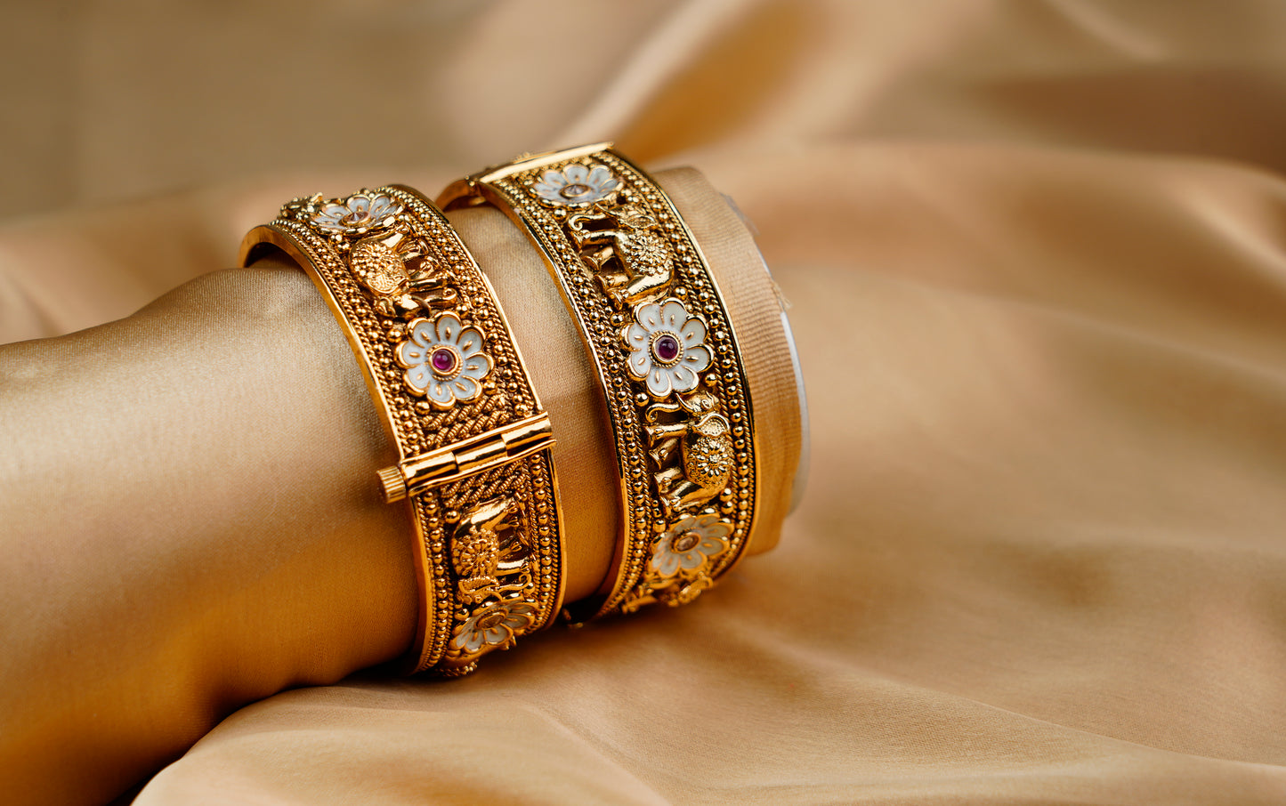 Gold Plated_Elephant Shape Heritage Adjustable Kada