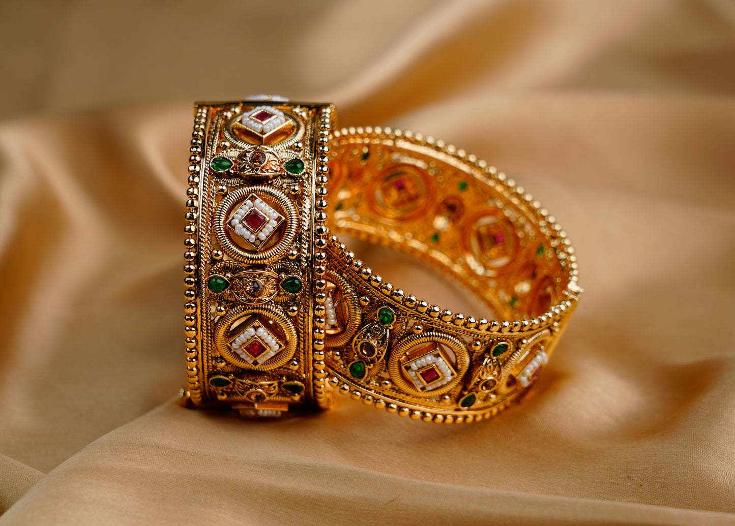 Gold Plated_Rajwari Style Heritage Adjustable Kada