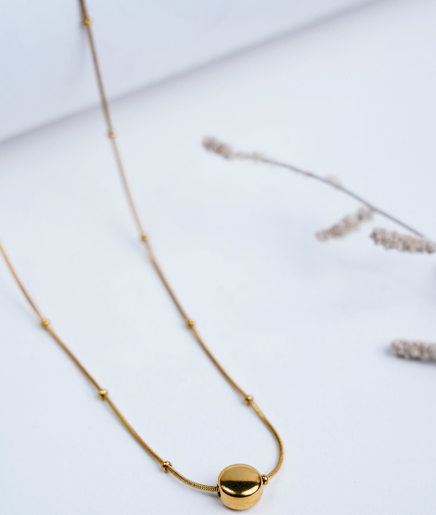 Anti Tarnish_Round Shape Pendant Necklace