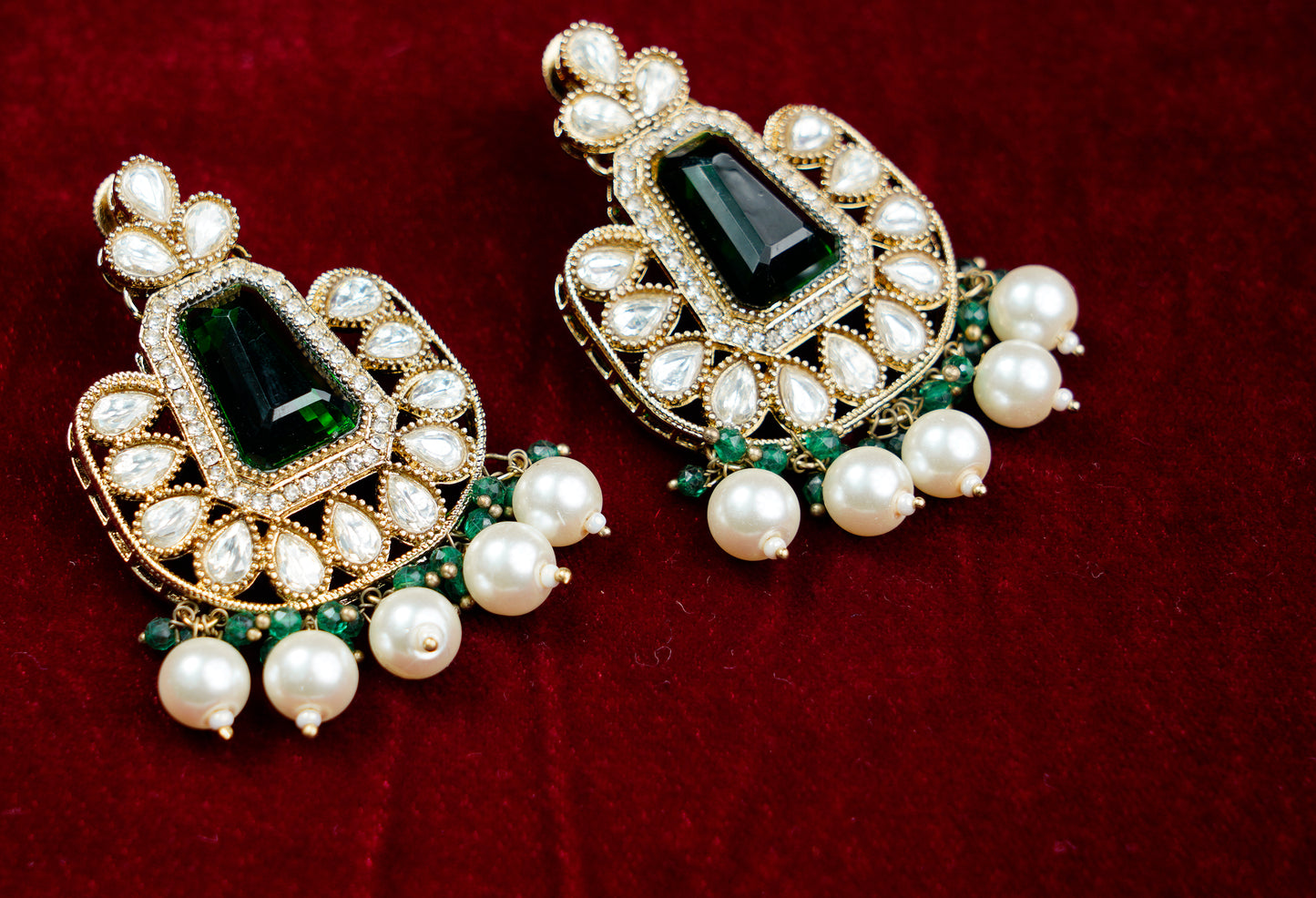 Kundan Polki_Long Crystal Chain Necklace Set