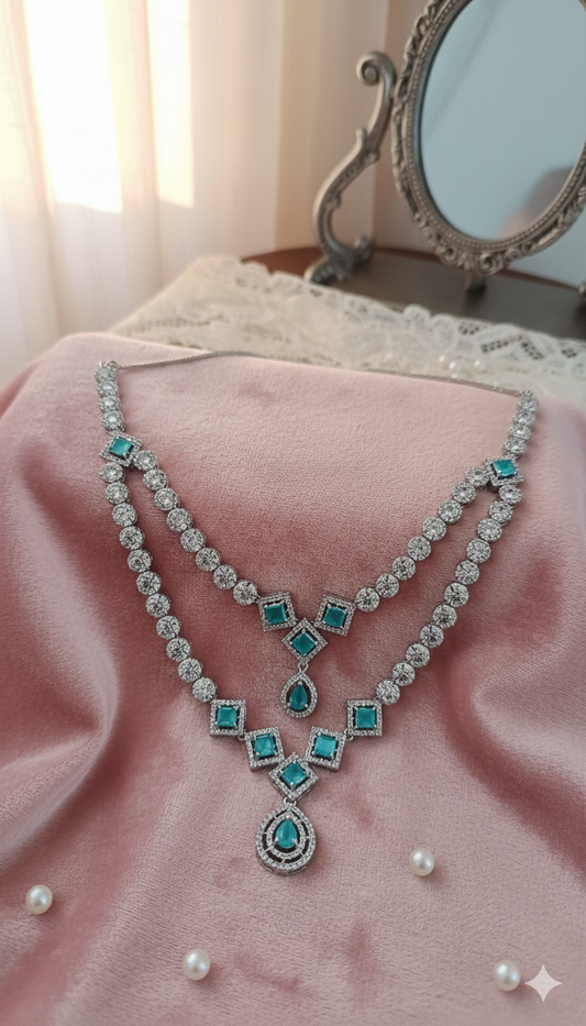 American Diamond_Long Chain Necklace Set