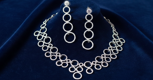American Diamond_Round shape white Stone Necklace Set