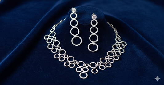 American Diamond_Round shape white Stone Necklace Set