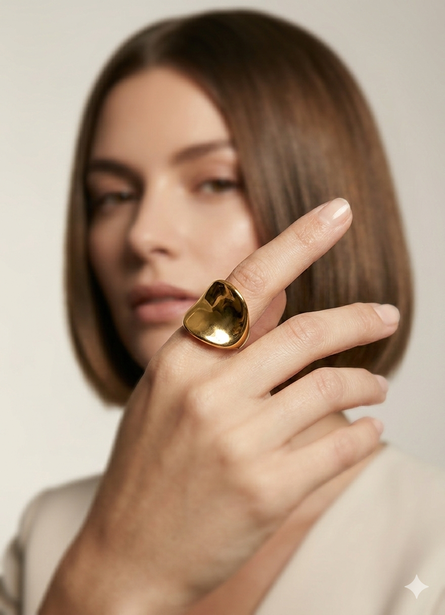 Anti Tarnish_Gold Plated Curve Ring