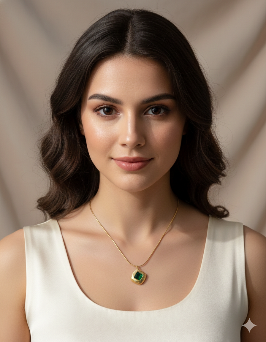 Gold-Plated Lozenge Pendant Necklace