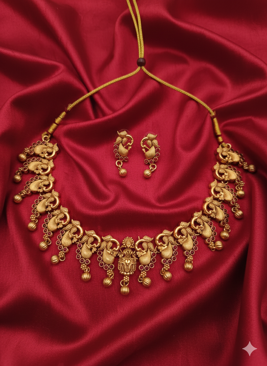 Traditional Temple Brass Jewellery Necklace Set