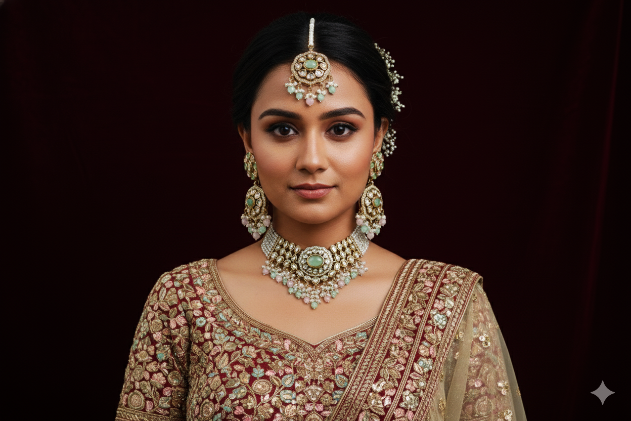 Kundan Polki_Choker Style Semi Bridal Necklace Set