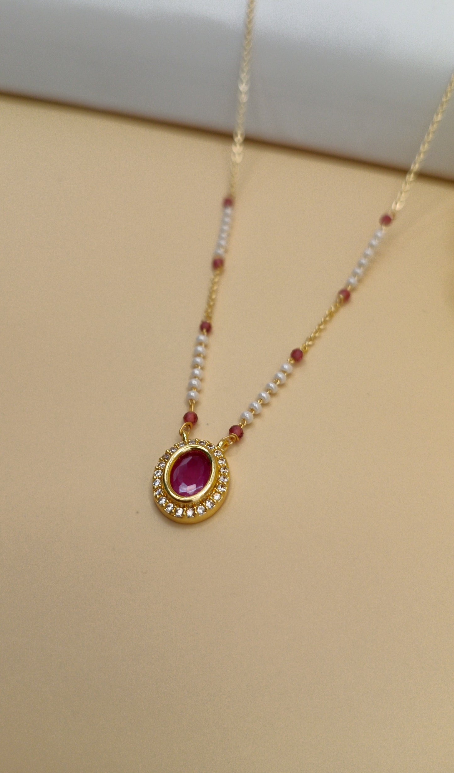 Oval Shape_Red Stone Mangalsutra