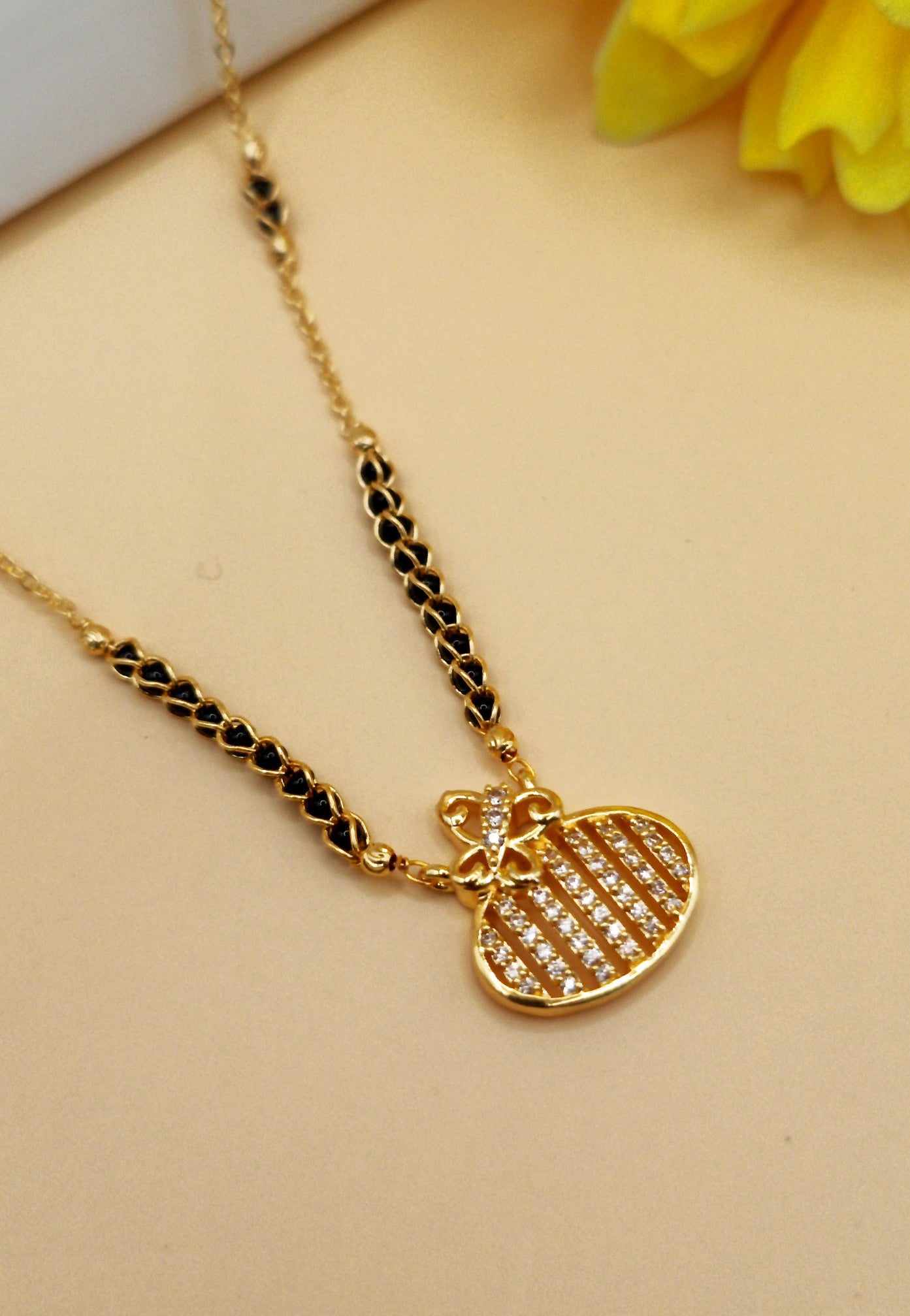 Heart Shape_Gold Plated American diamond mangalsutra