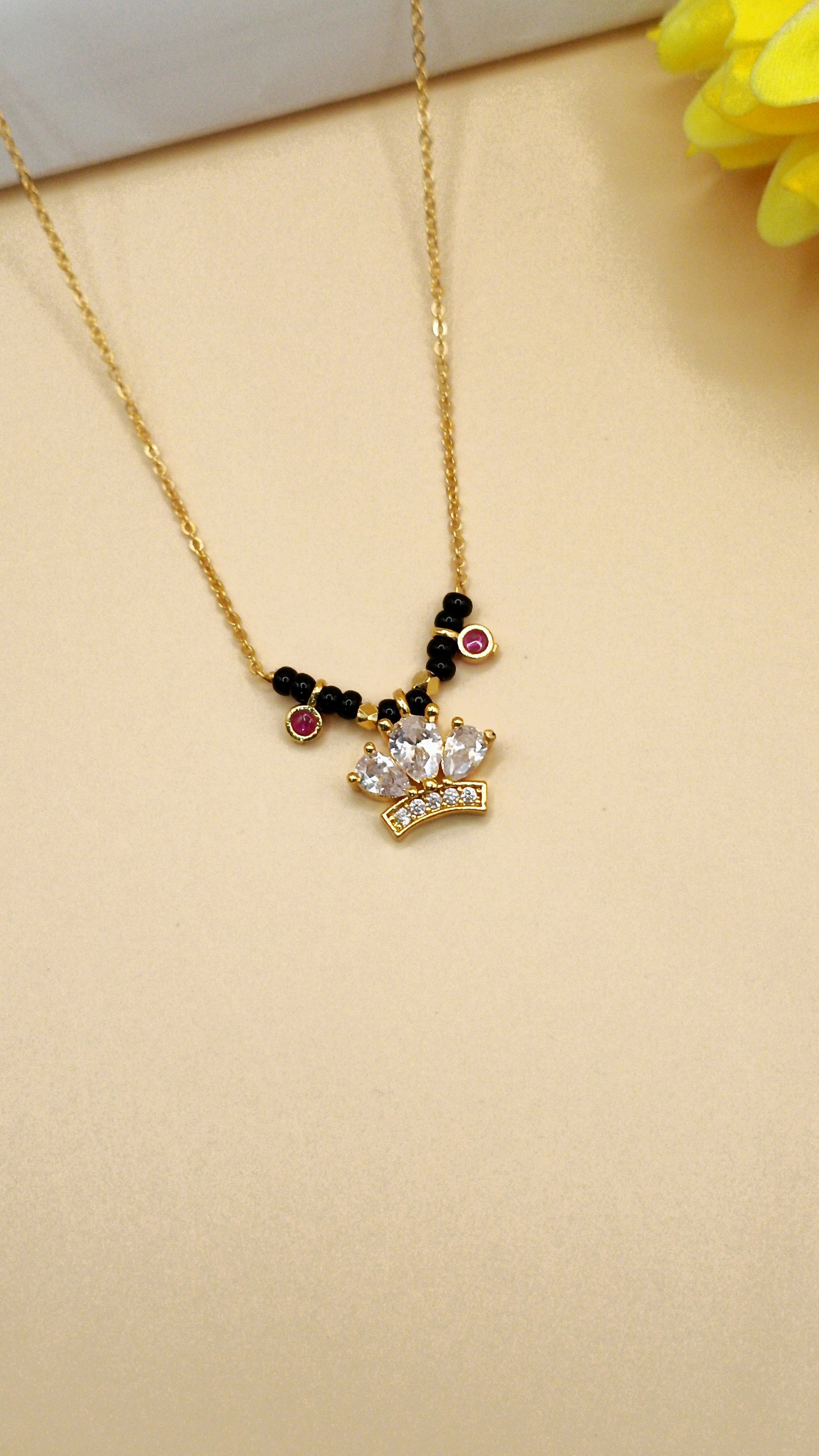 Crown Shape_Gold Plated American Diamond Mangalsutra