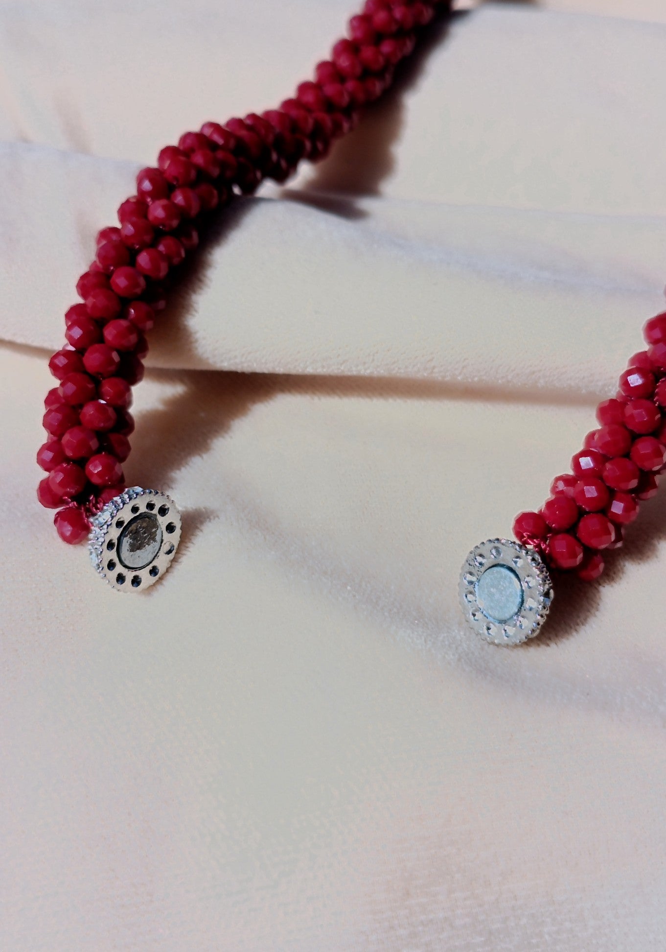 Maroon Crystal Necklace with Magnetic Ball Clasp