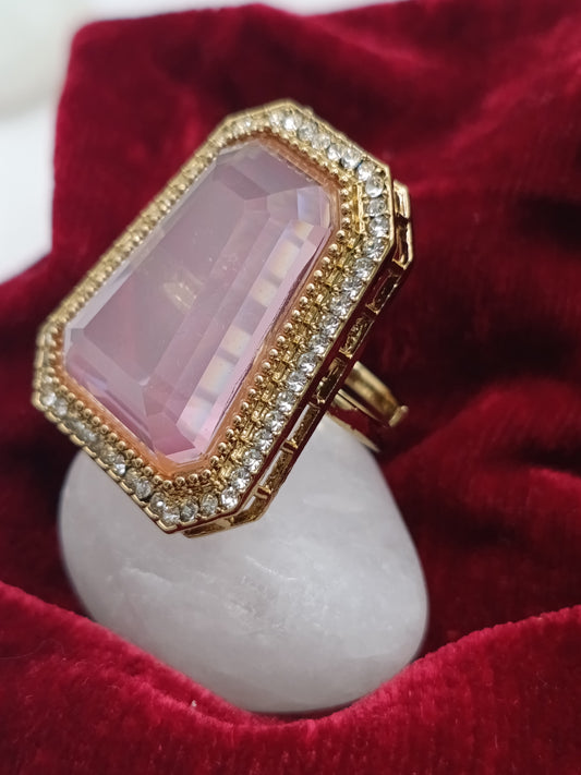 American Diamond Pink Stone Finger Ring