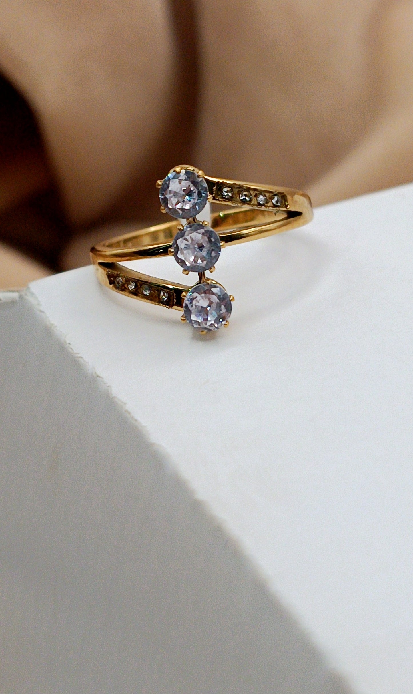 Anti Tarnish_Gold Plated Diamond Stone Ring