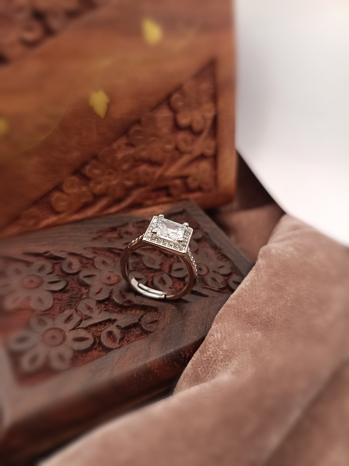 Silver Plated_Princess Cut Diamond Ring