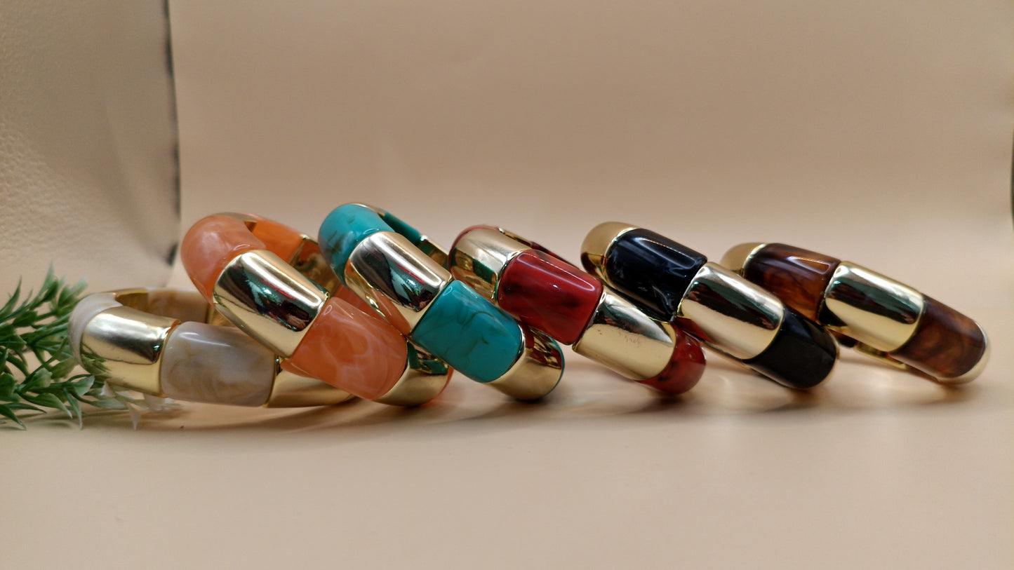 Gold Plated_Jasmine Resin Stretch Bracelet
