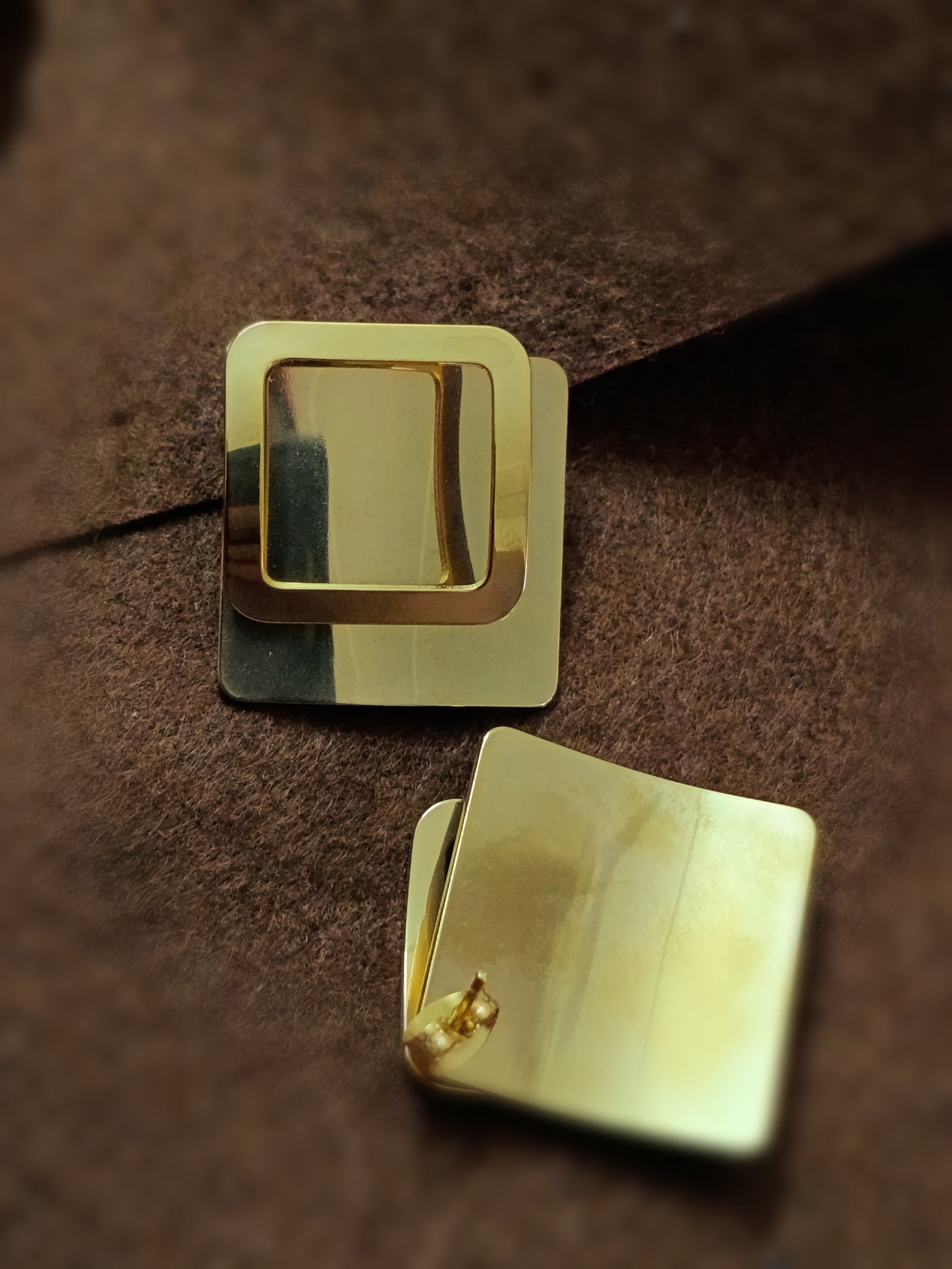 Anti Tarnish_Gold Plated Geometric Stud Earrings