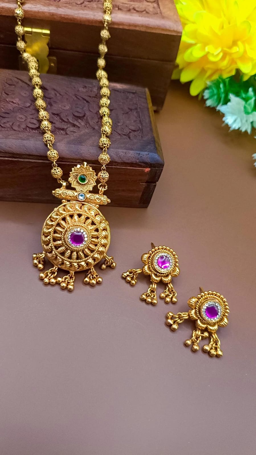 Antique Matte Gold Long Haram Set