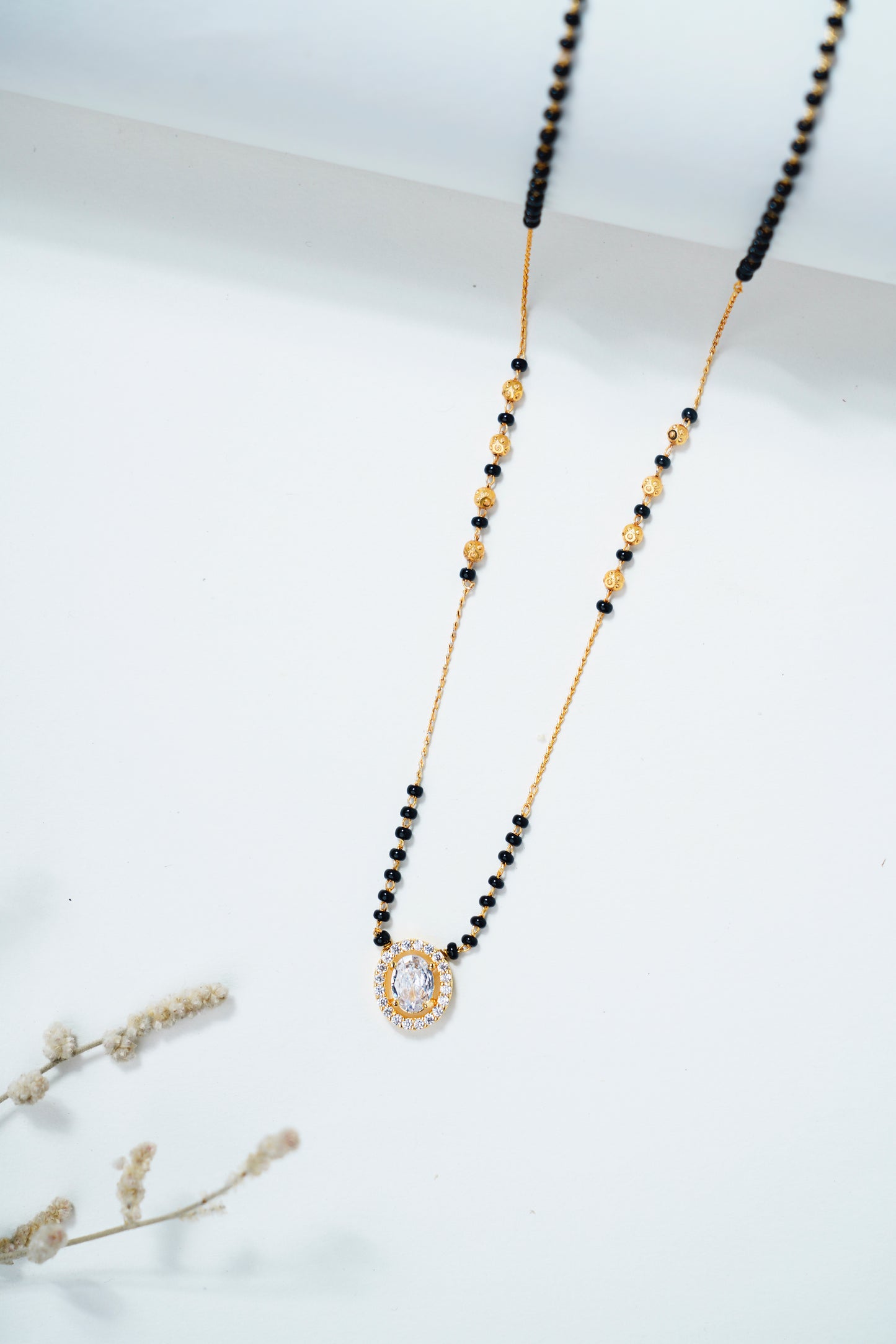 Oval Shape_American Diamond mangalsutra