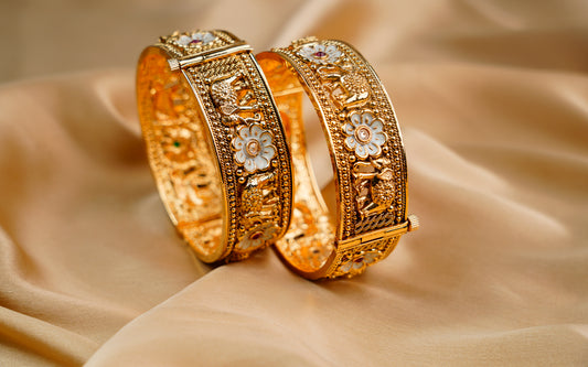Gold Plated_Elephant Shape Heritage Adjustable Kada