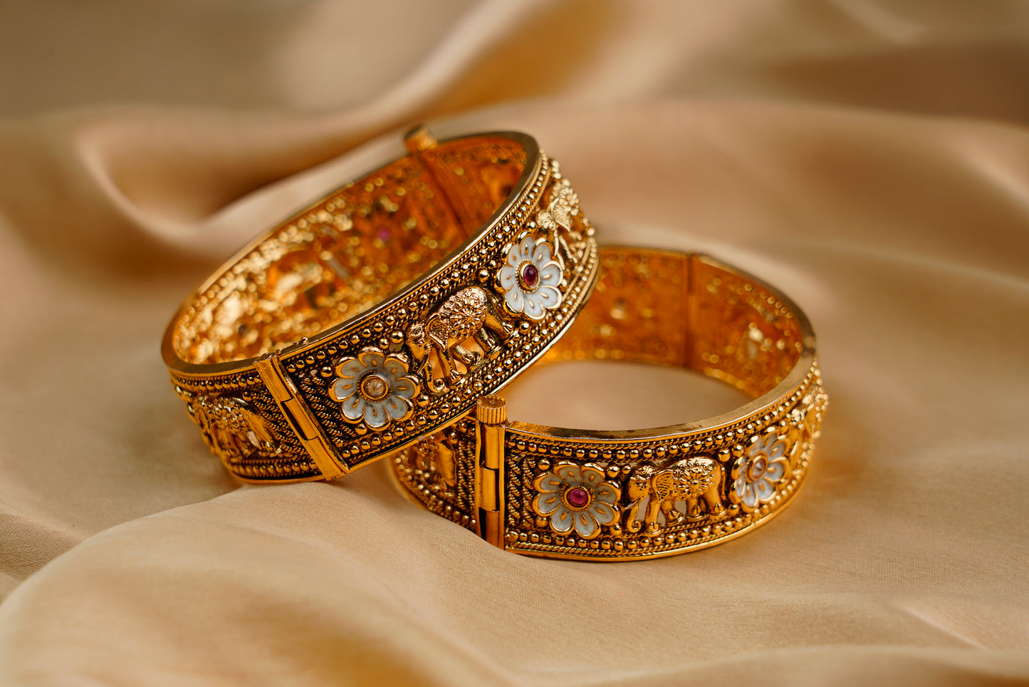 Gold Plated_Elephant Shape Heritage Adjustable Kada