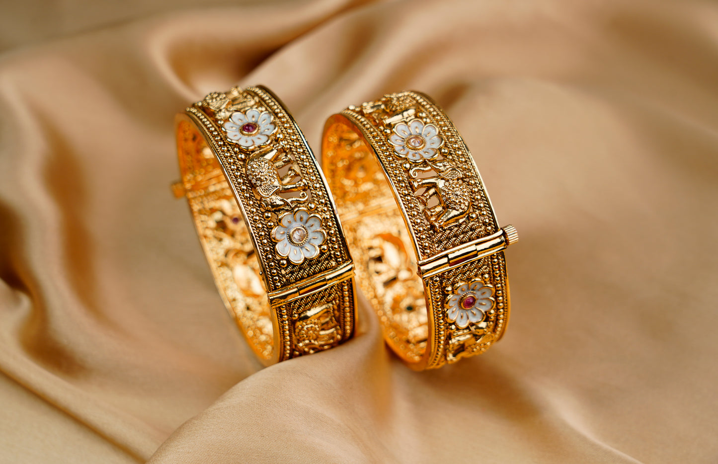 Gold Plated_Elephant Shape Heritage Adjustable Kada