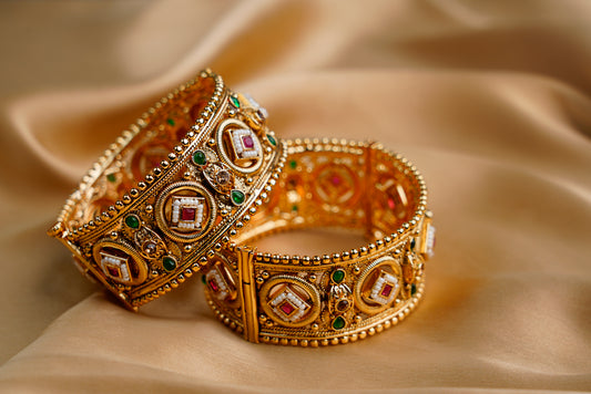 Gold Plated_Rajwari Style Heritage Adjustable Kada
