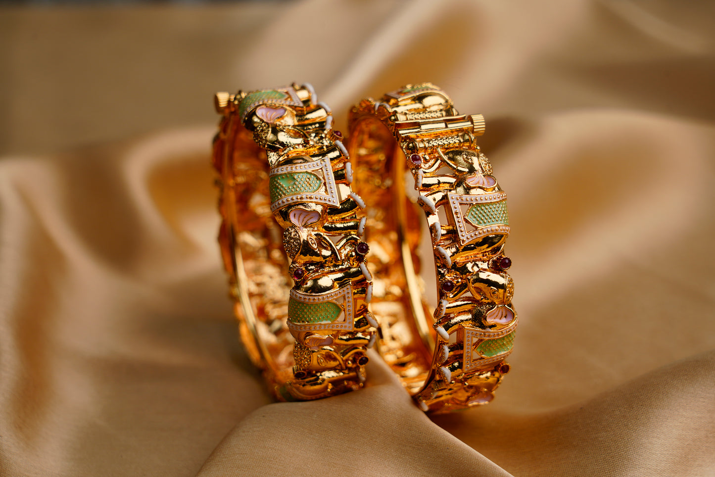 Gold Plated_Elephant Shape Rajwari Style Adjustable kada