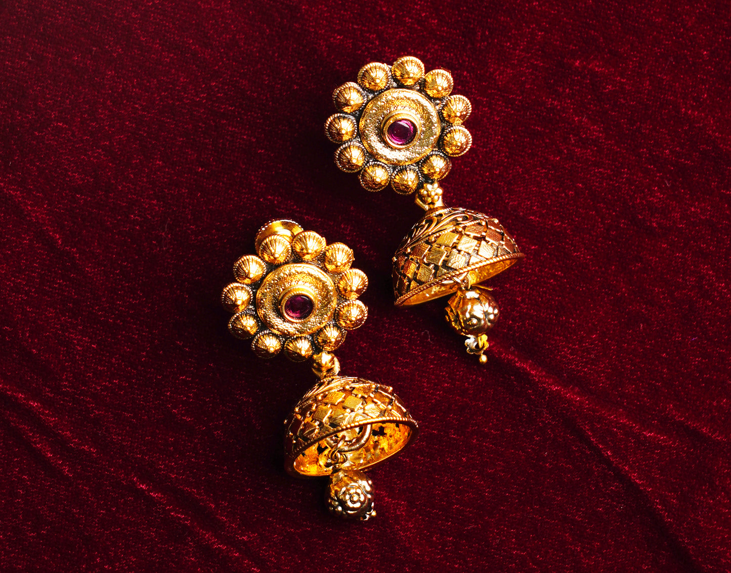 Brass_Heritage Style Gold Plated Long chain Necklace Set