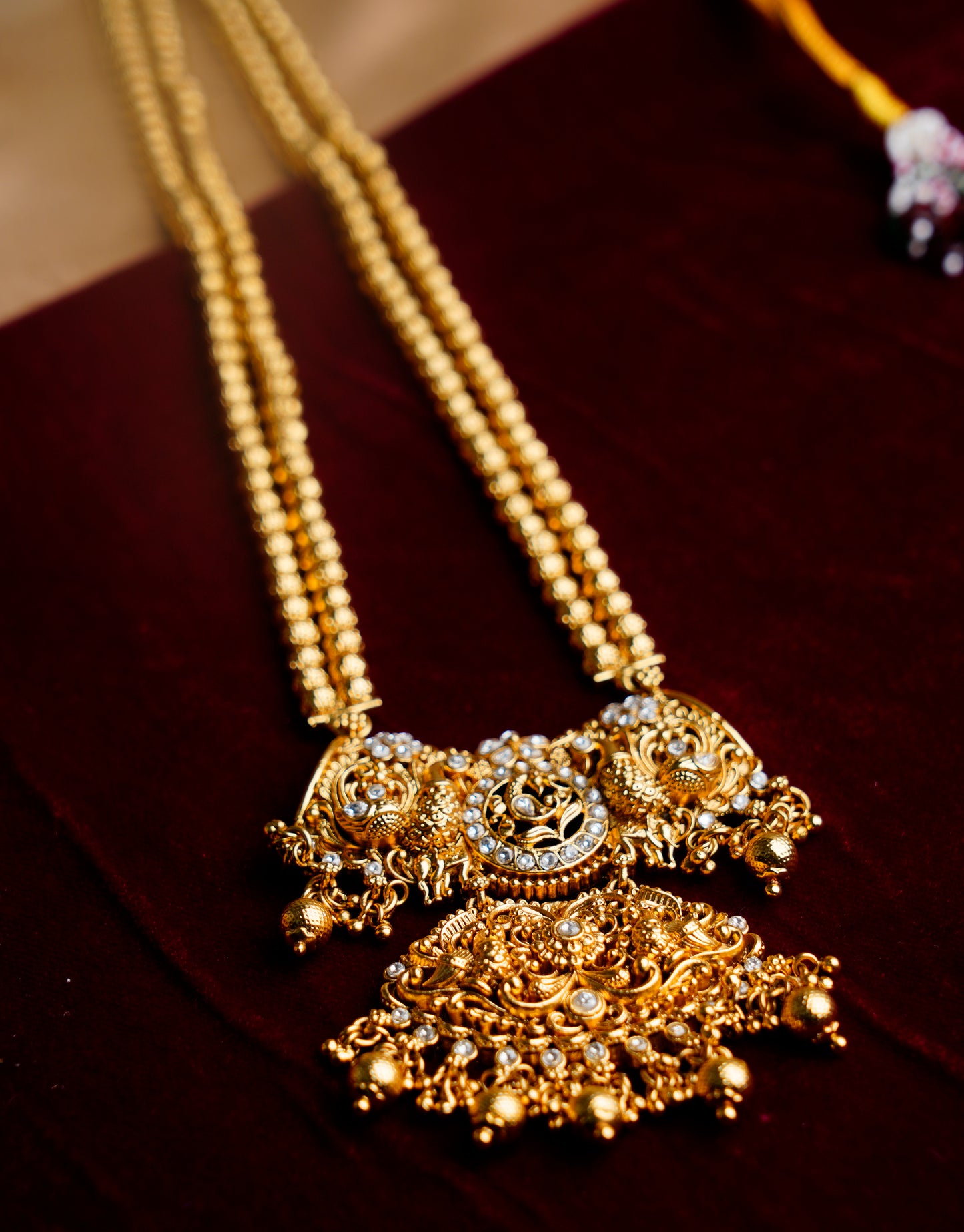 Brass_Gold Plated Peacock Style Long Chain Necklace Set