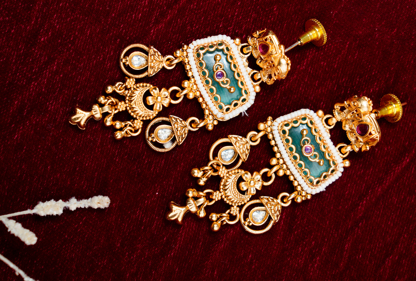 Brass_Elephant Style Heritage long Chain Necklace Set