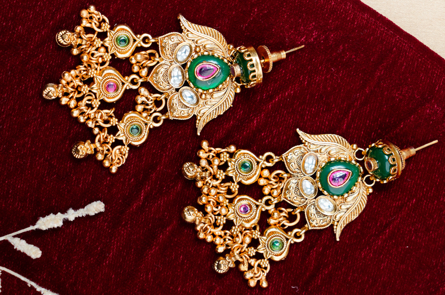 Brass_Gold Plated Rajwari Style Long Chain Necklace Set