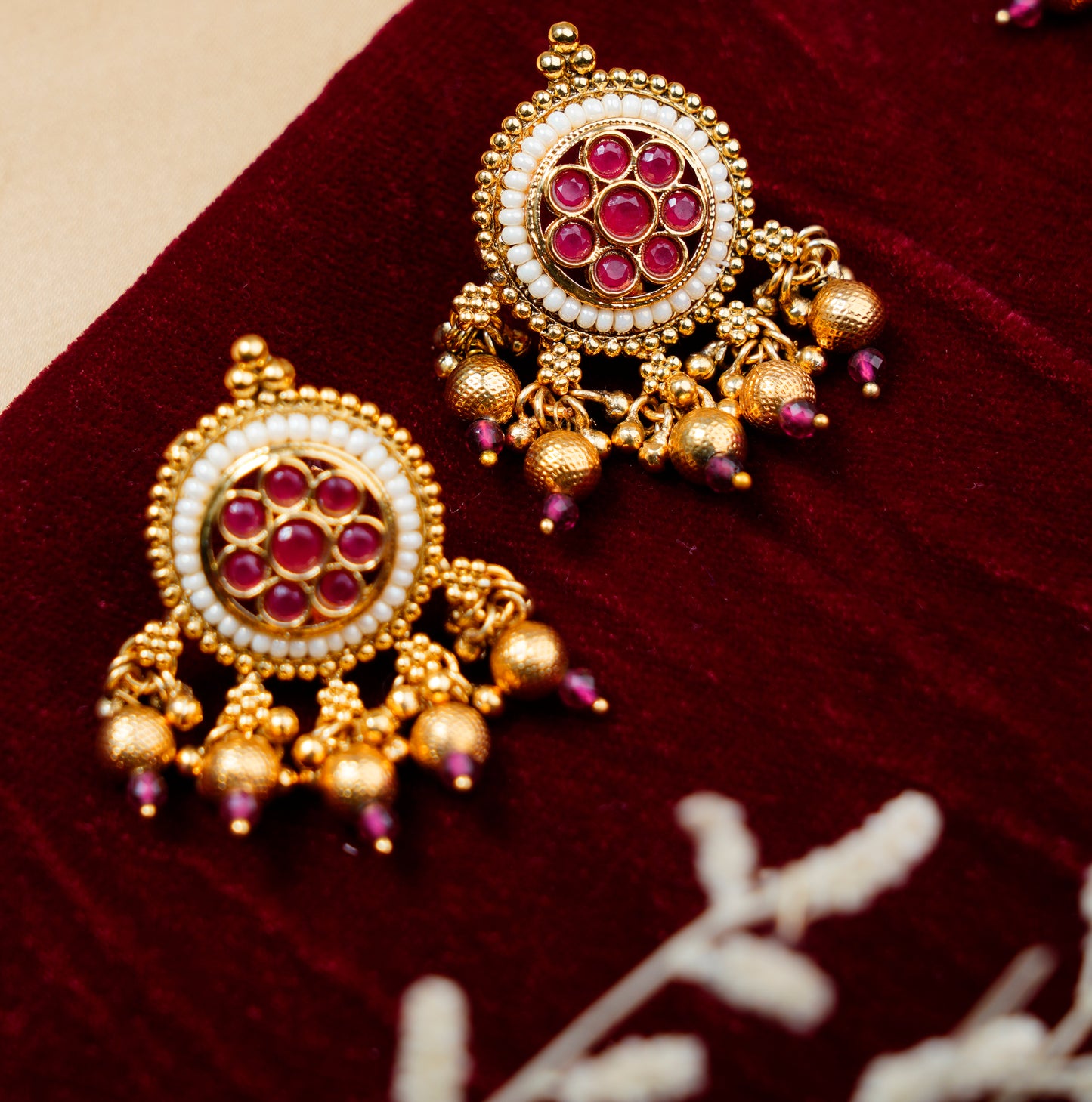 Brass_Gold Plated with Perl Chain Choker Set