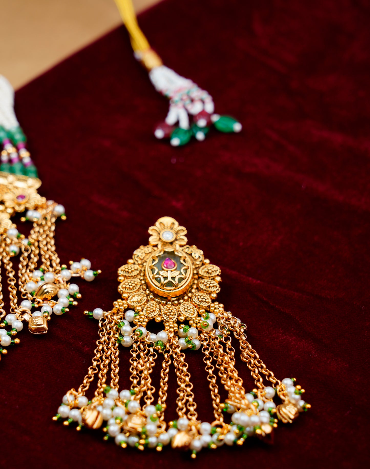 Brass_Gold Plated Royal Rajwari Necklace Set