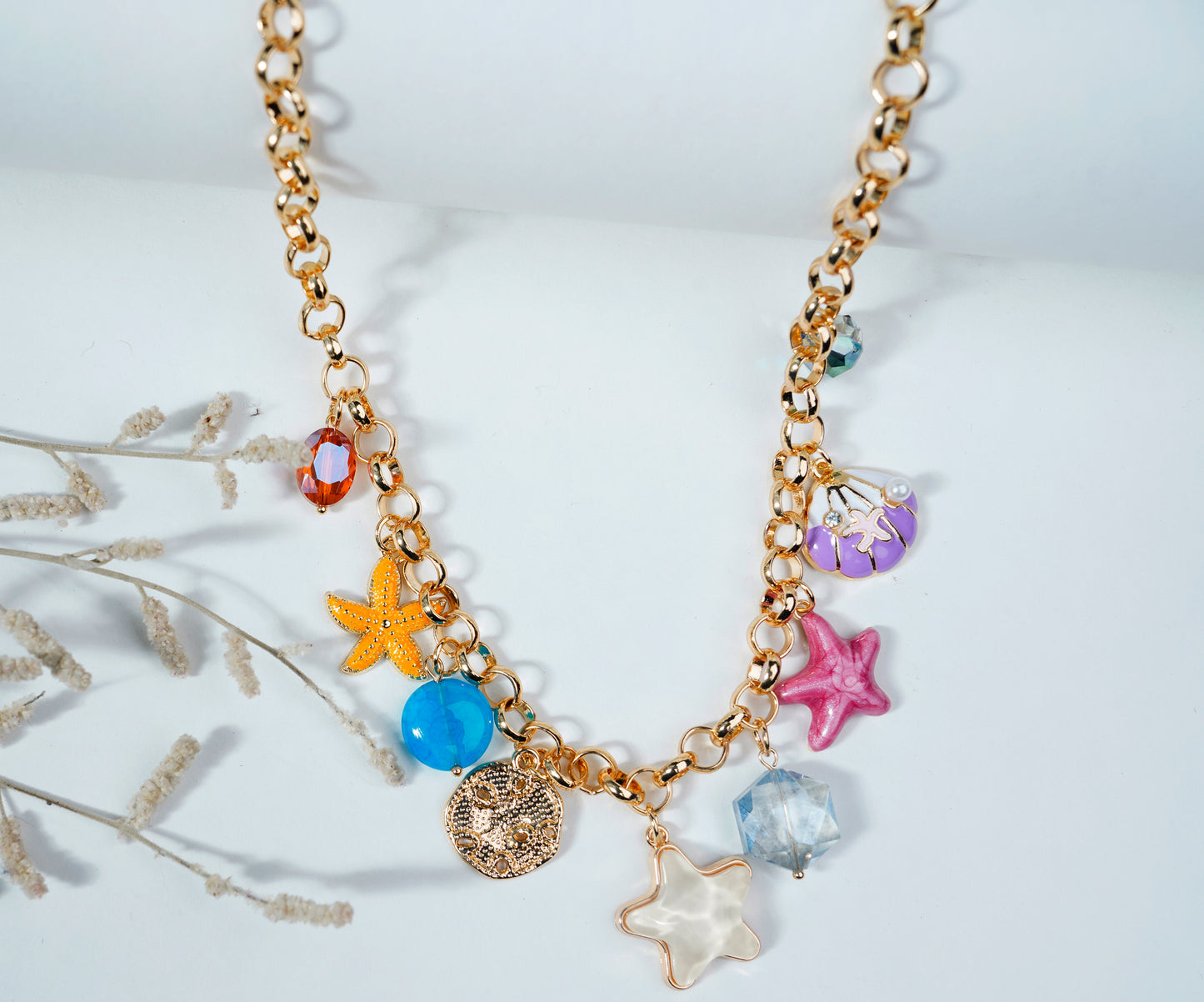 Anti Tarnish_Gold Plated Adjustable Charms Necklace