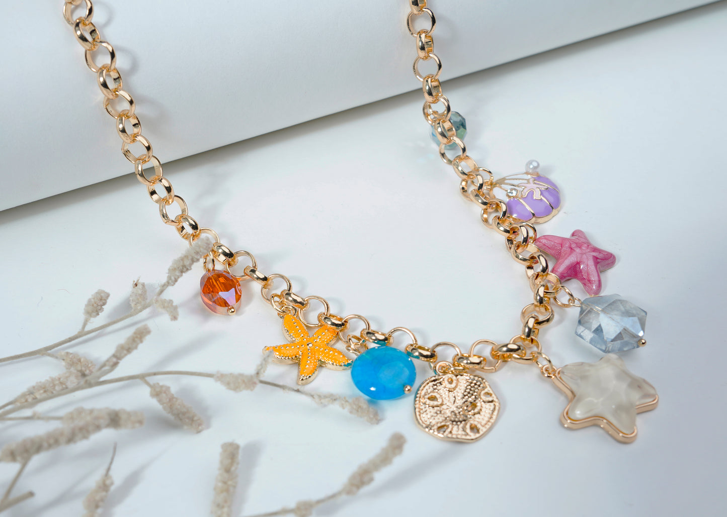 Anti Tarnish_Gold Plated Adjustable Charms Necklace