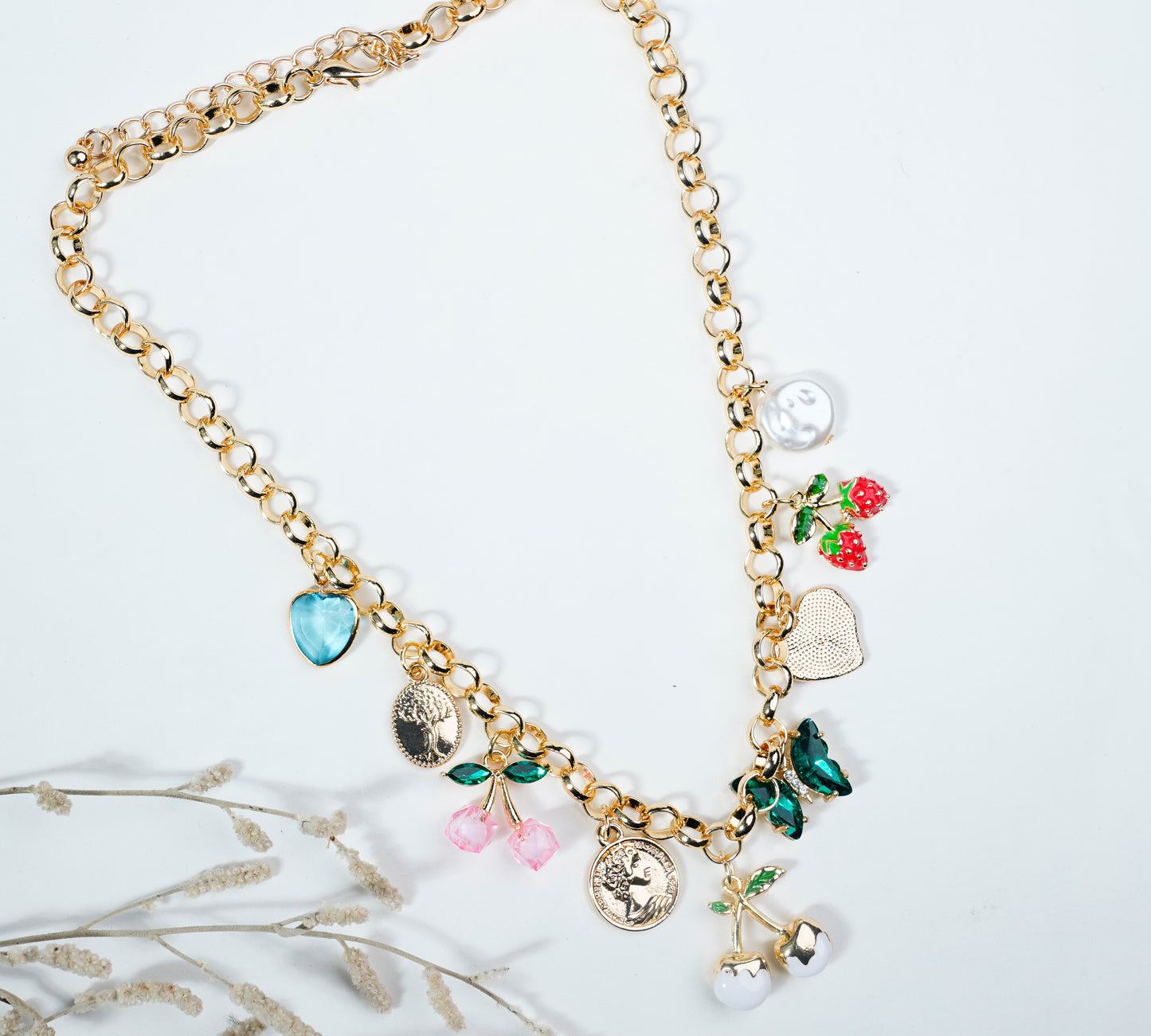 Anti Tarnish_Gold Plated Adjustable Charms Necklace