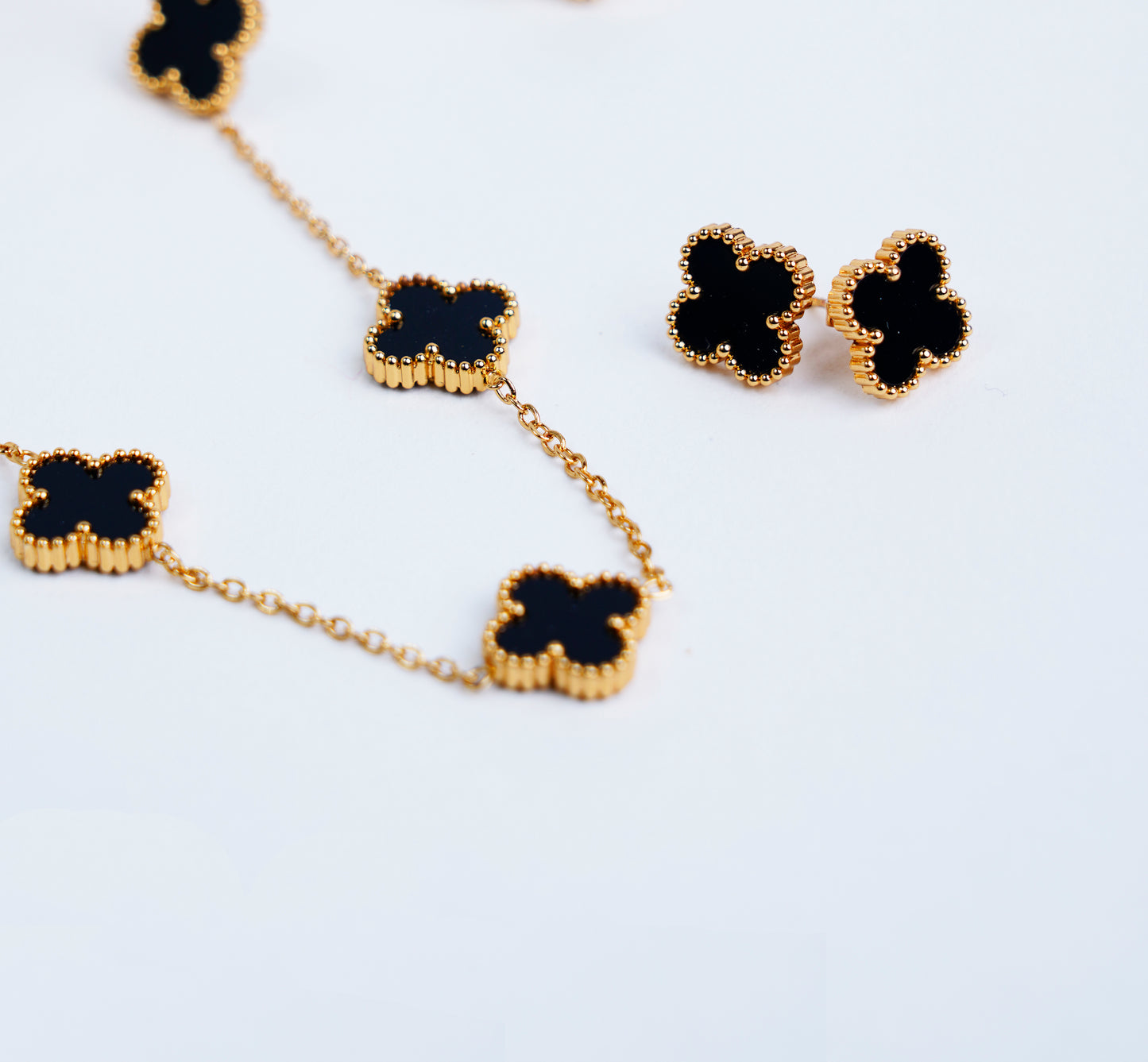 Anti Tarnish_Gold Plated Clover shape Combo Set