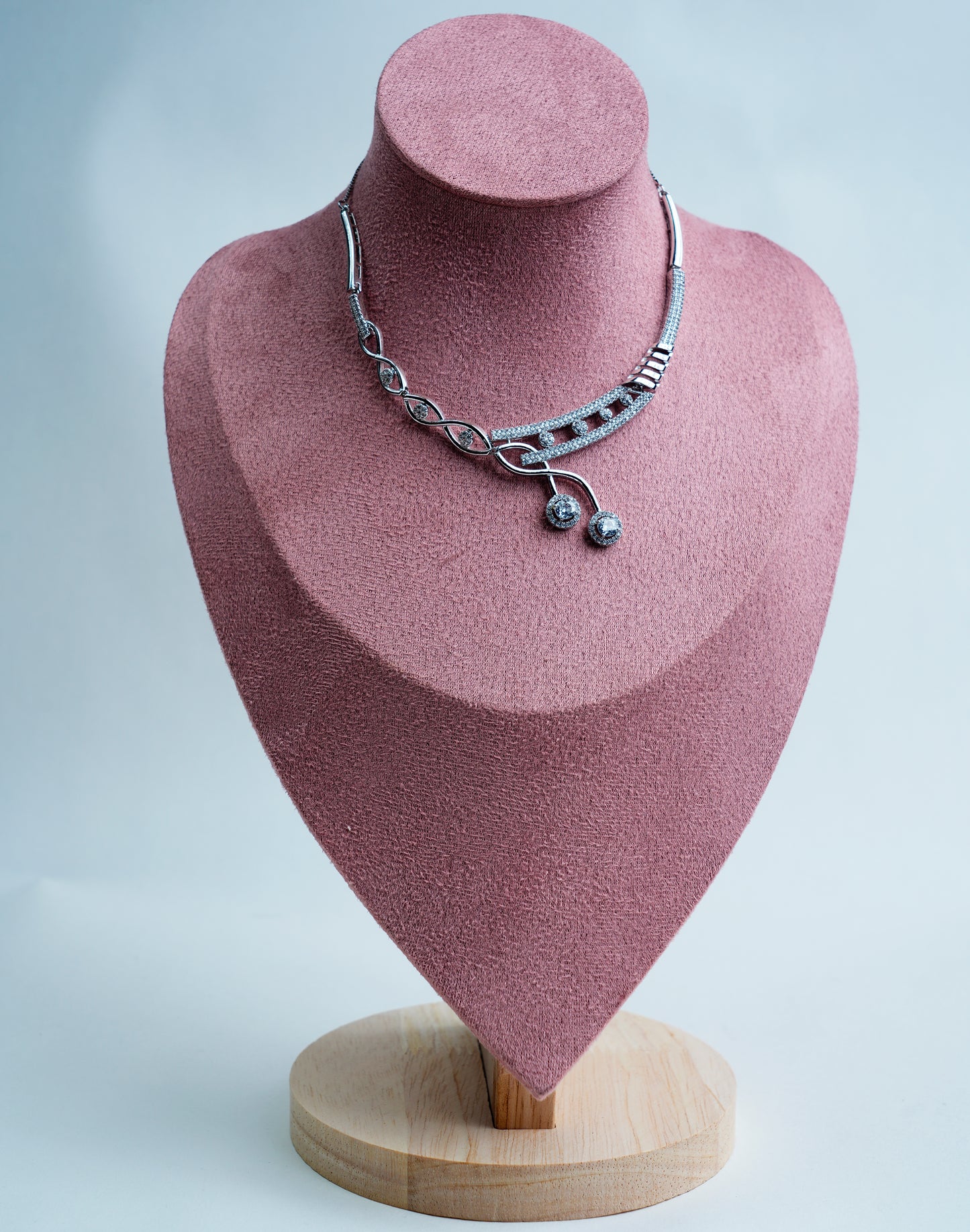 Contemporary_Silver Plated American Diamond Necklace Set