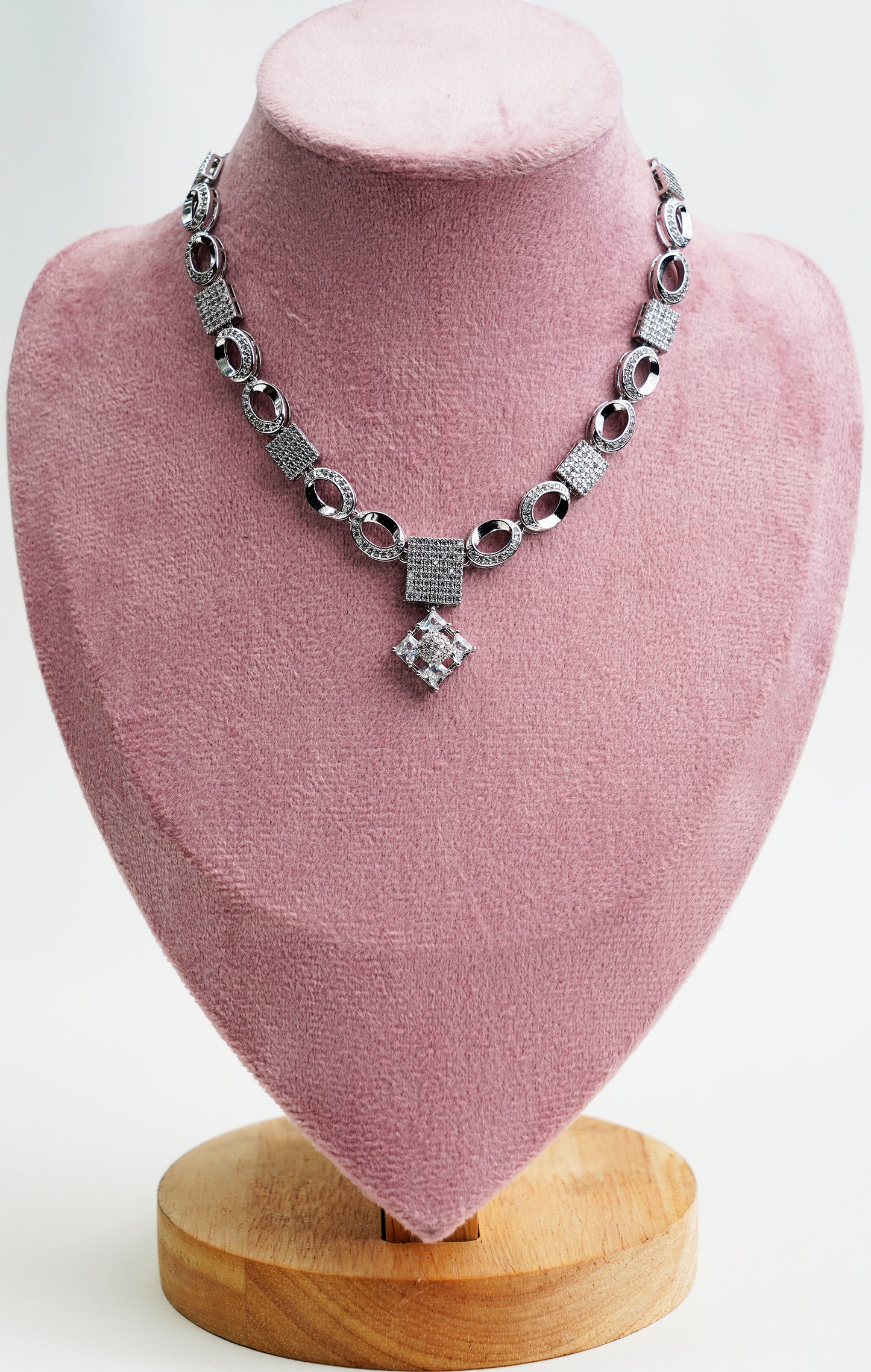 American Diamond_Square Shape Necklace Set