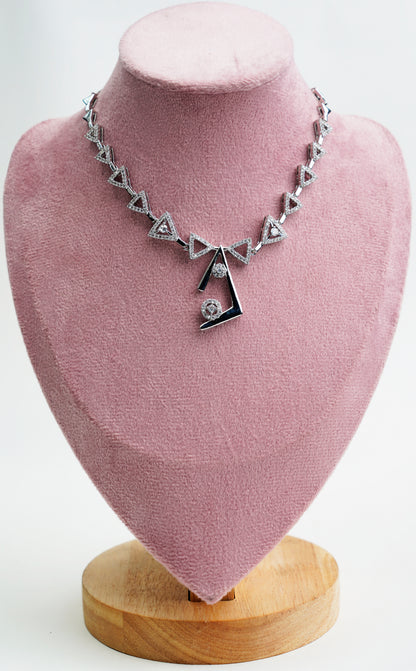 American Diamond_Silver Plated Necklace Set