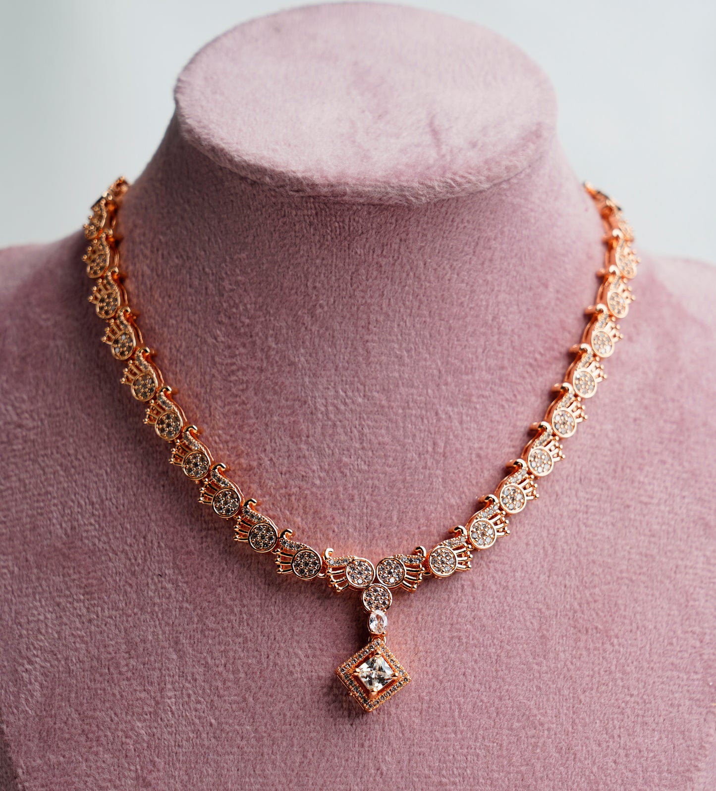 American Diamond_Peacock Shape Necklace Set