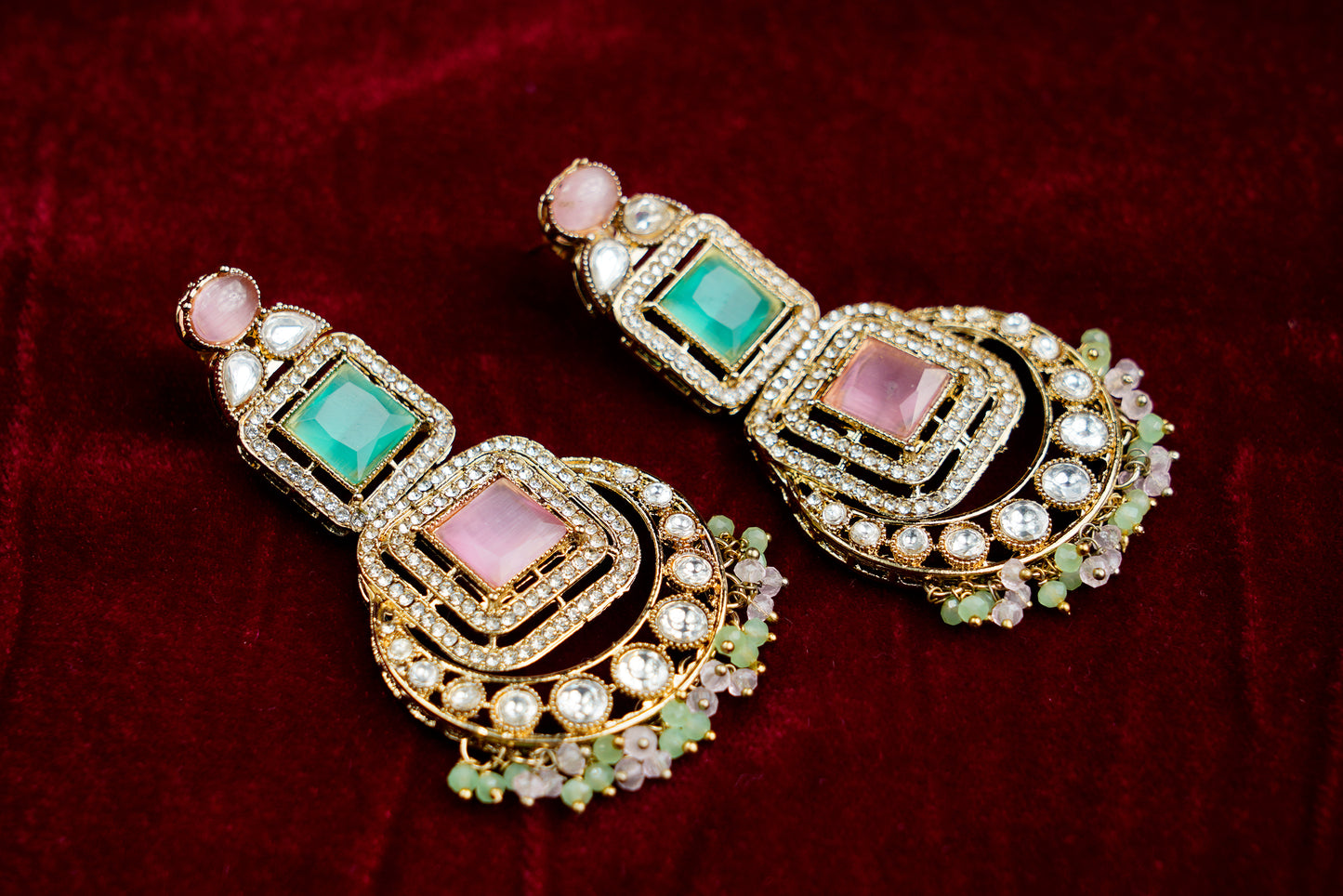 Kundan Polki_Multi Colour Semi Bridal Necklace Set