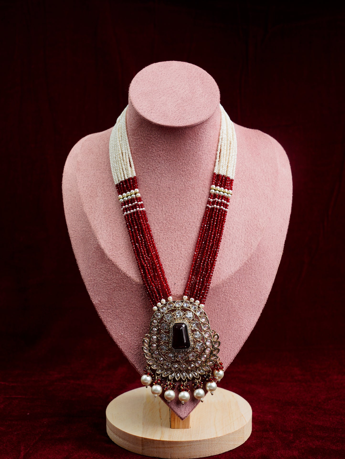 Kundan Polki_Long Crystal Chain Necklace Set