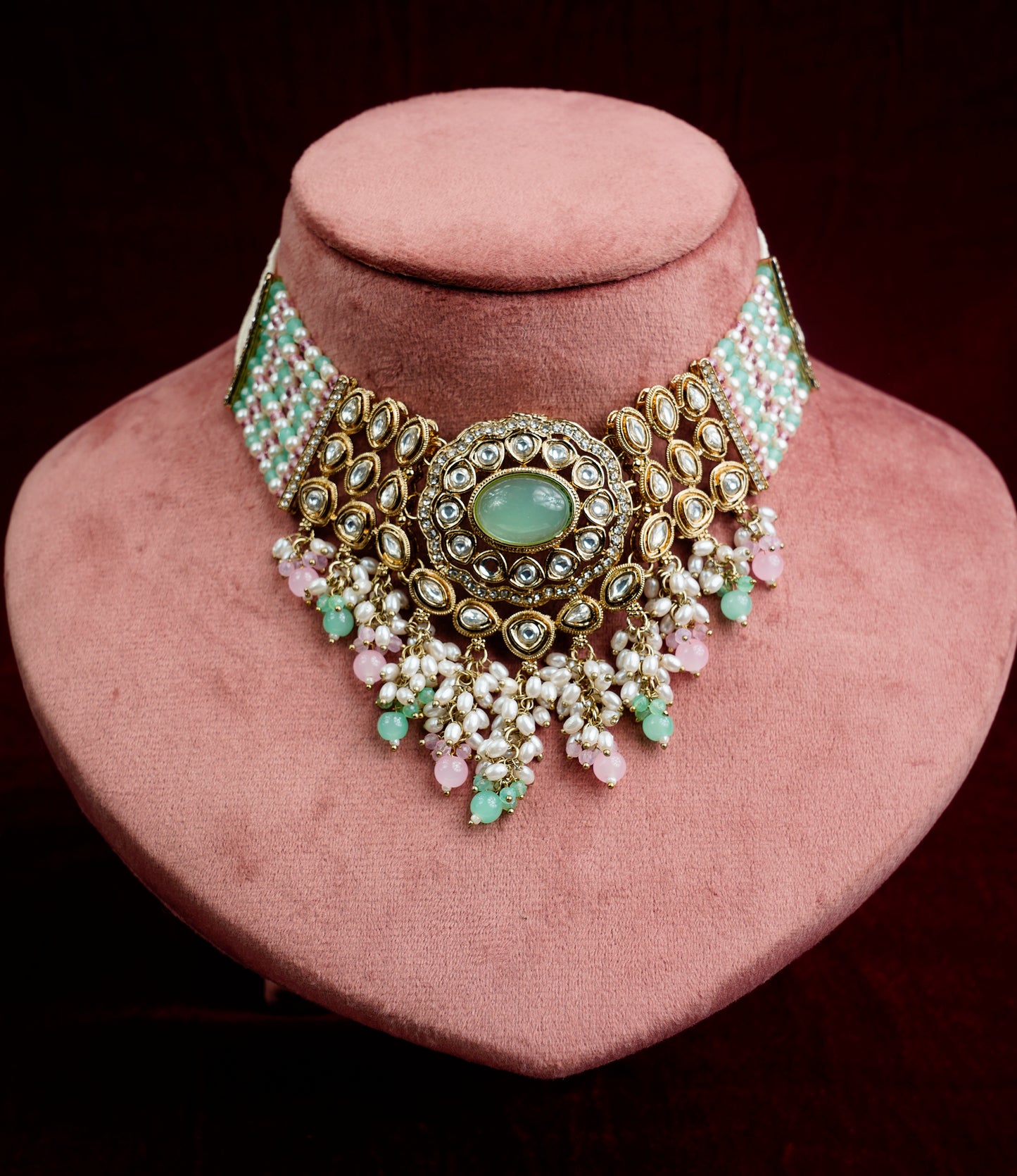 Kundan Polki_Choker Style Semi Bridal Necklace Set