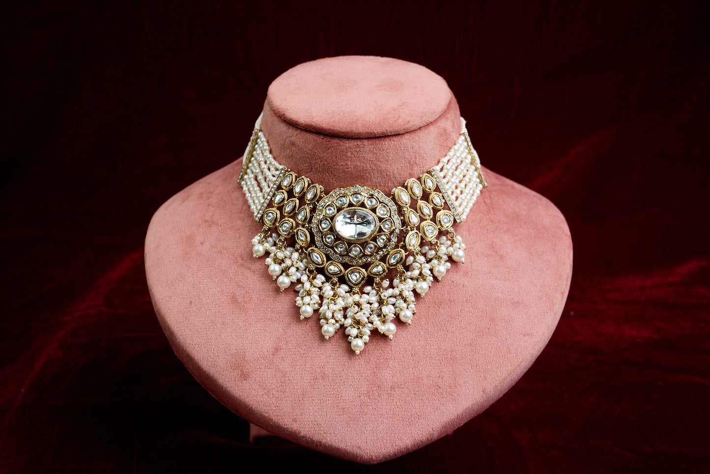 Kundan Polki_Choker Style Semi Bridal Necklace Set