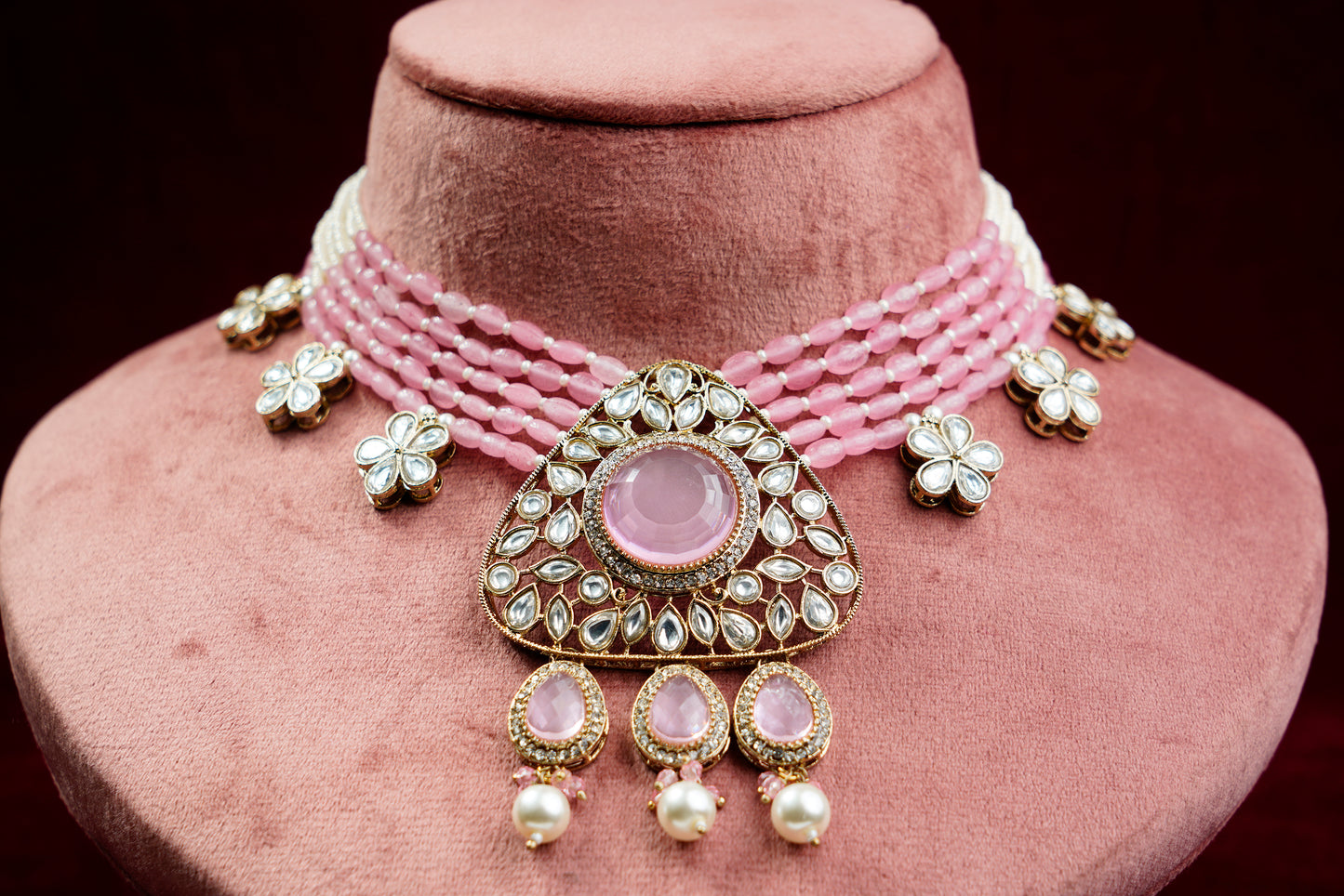 Kundan Polki_Round Shape Stone Necklace  Set