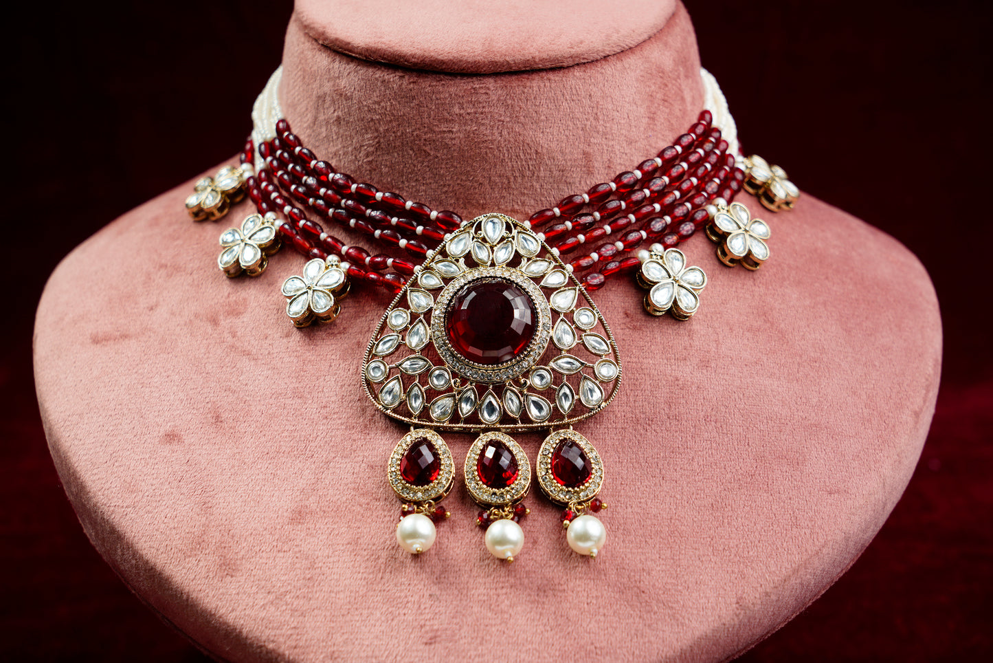 Kundan Polki_Round Shape Stone Necklace  Set