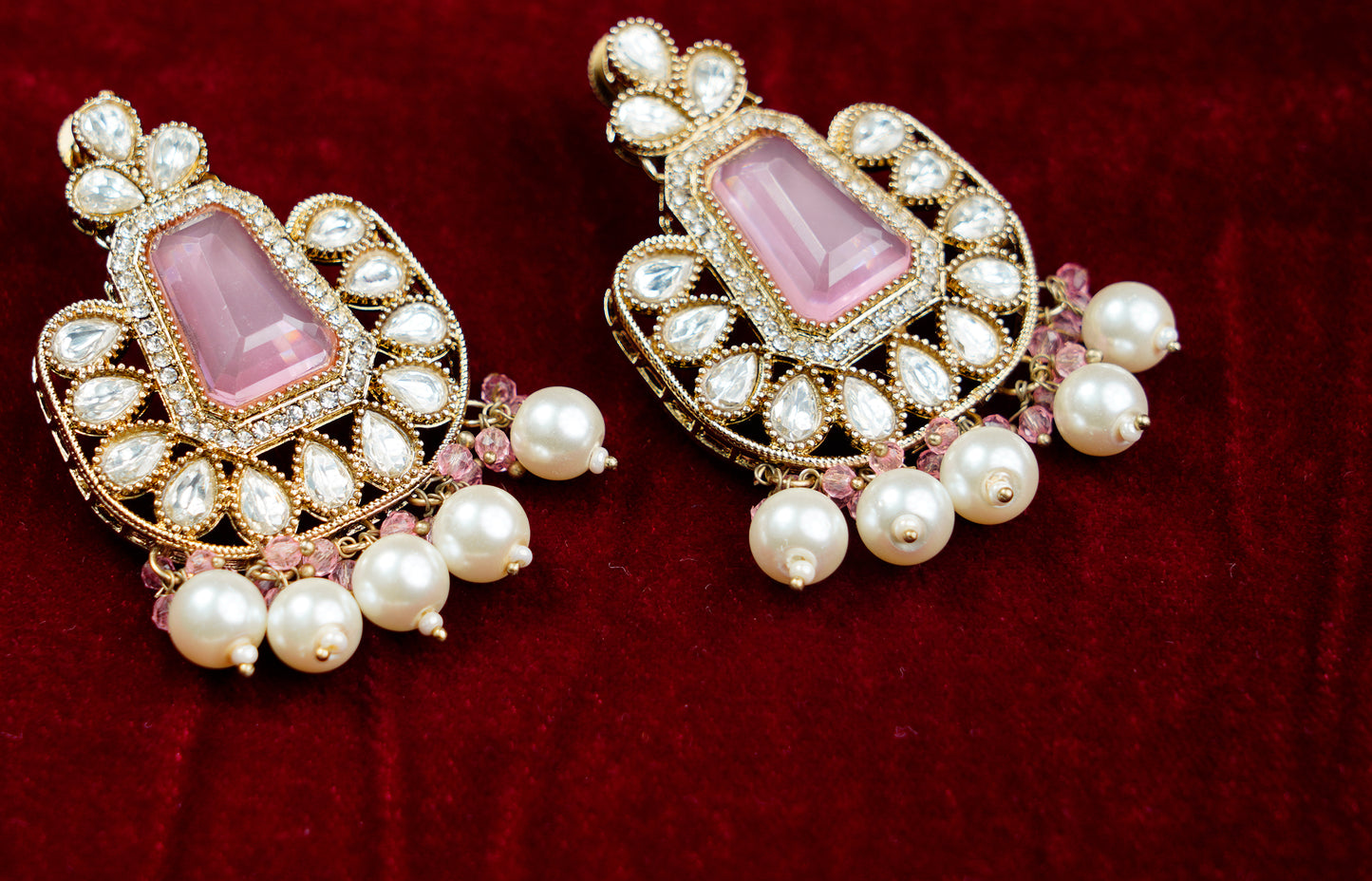 Kundan Polki_Long Crystal Chain Necklace Set