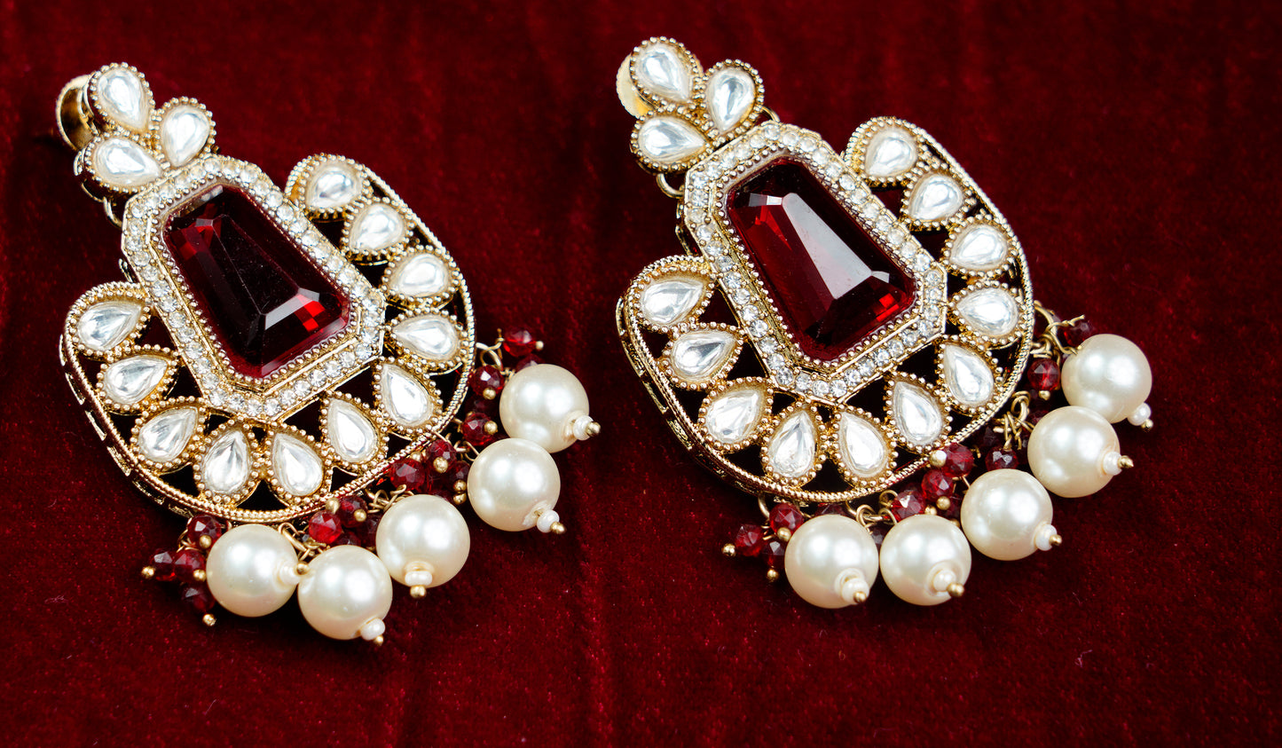 Kundan Polki_Long Crystal Chain Necklace Set