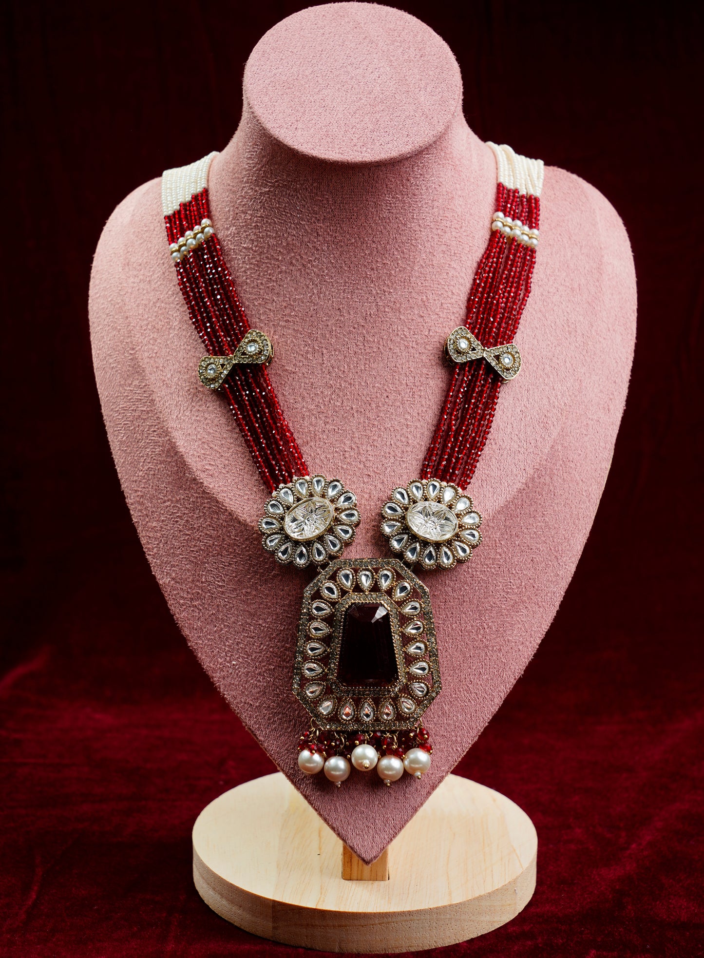 Kundan Polki_Long Crystal Chain Necklace Set